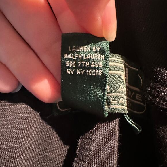 L-RL Lauren Active Ralph Lauren Size Large Track Pants  Zip Pockets Black Blue - Picture 8 of 10